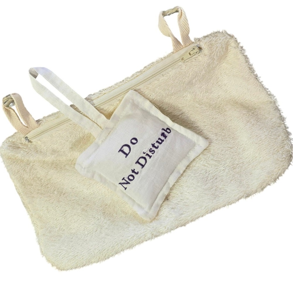bridal new mom spa day gift do not disturb pillow sign terry bath bag suction